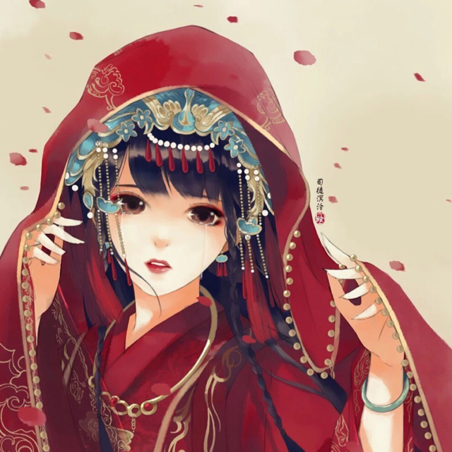情侣头像动漫古风_古风婚服情头一左一右